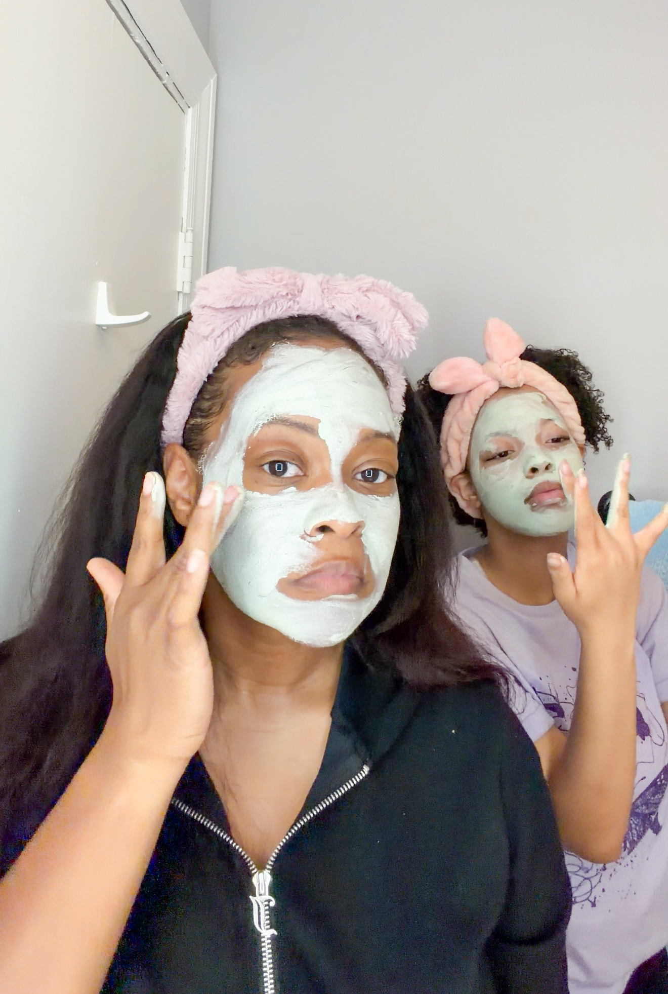 Mother and daughter enjoying a quiet at-home self-care afternoon